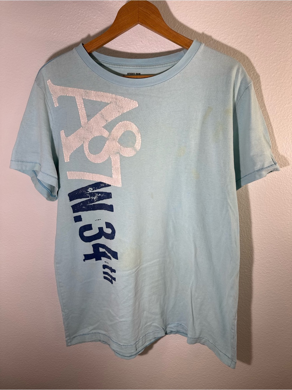 Y2K Aeropostale Light Blue Graphic Men’s Crew Neck T-Shirt